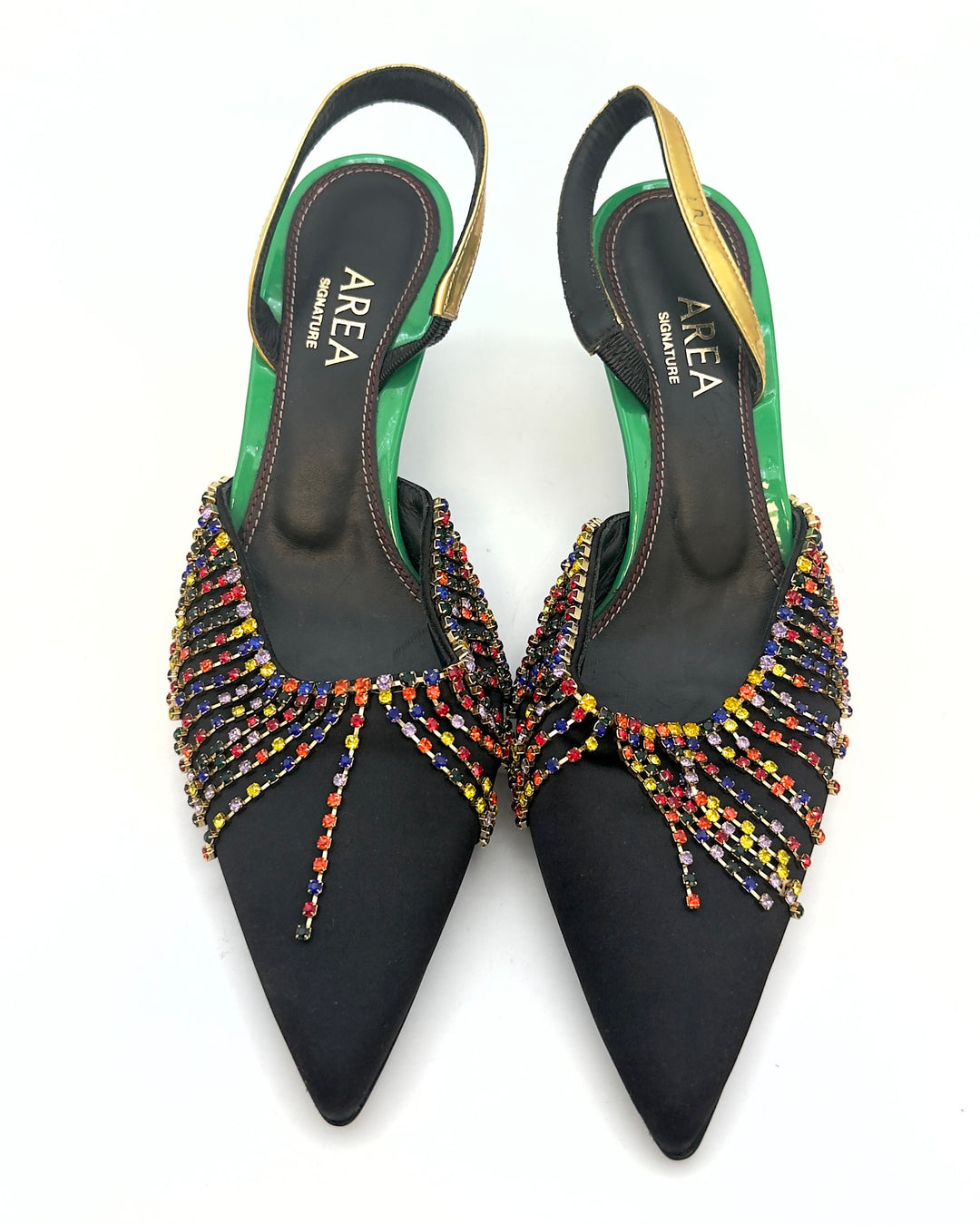 Green, Black and Colorful Fringe Heels - Size 37