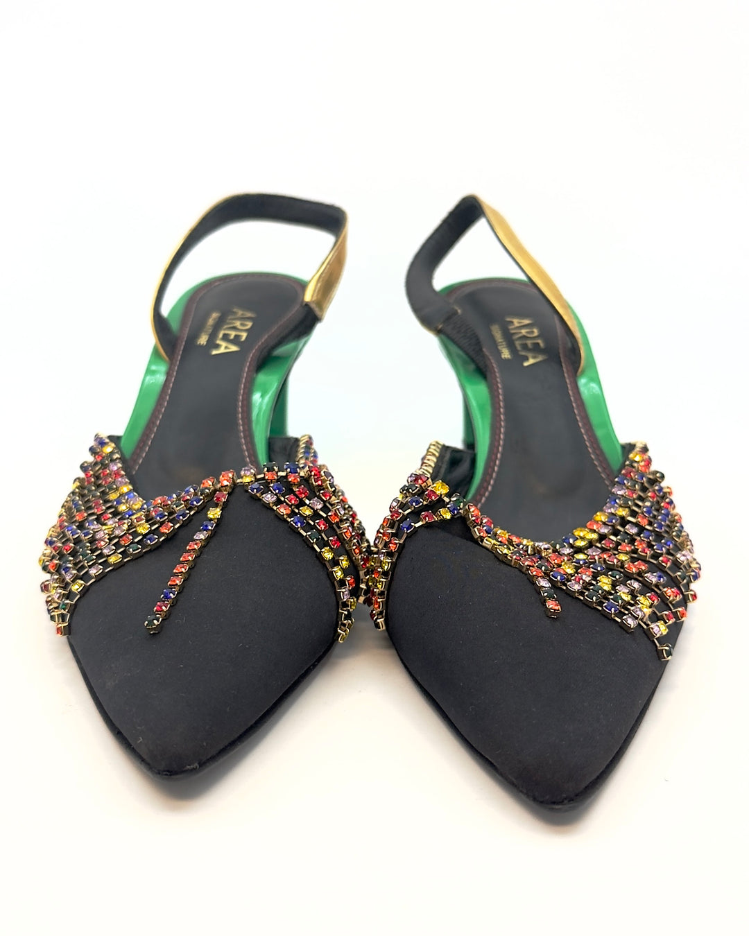Green, Black and Colorful Fringe Heels - Size 37