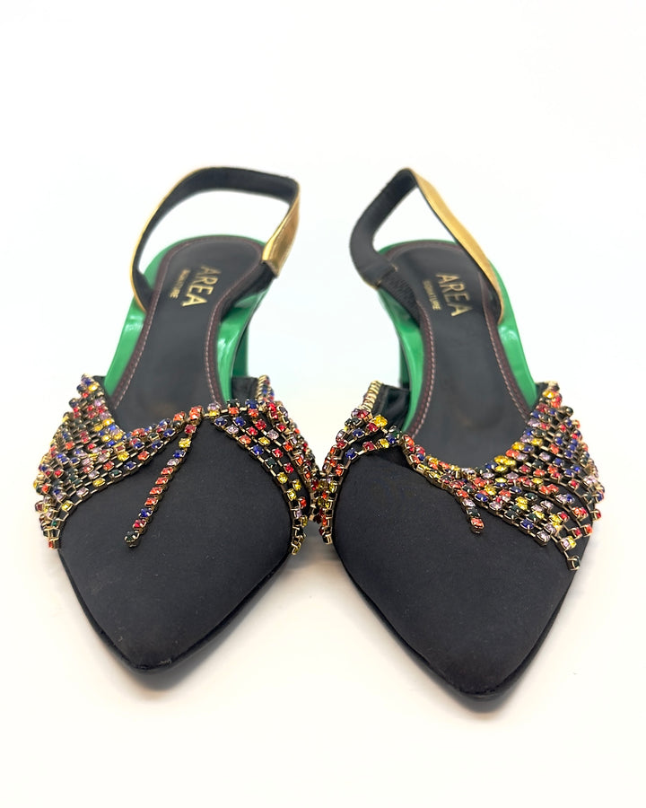 Green, Black and Colorful Fringe Heels - Size 37