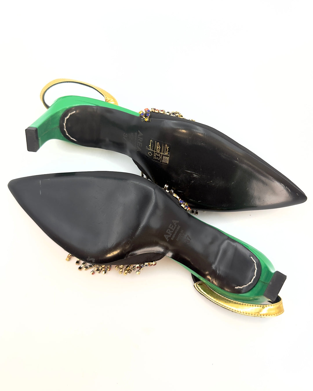 Green, Black and Colorful Fringe Heels - Size 37