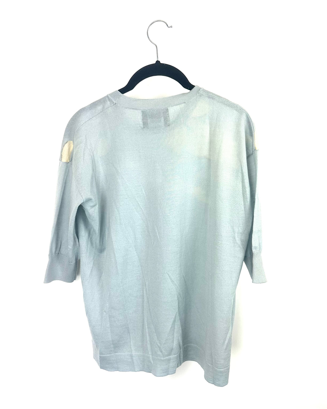 Markus Lupfer Blue Cloud Cropped Sleeve Sweater - Extra Small