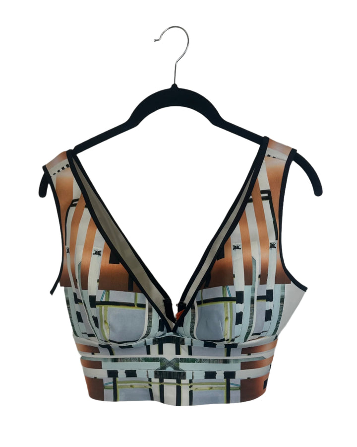 Abstract Geometric Bra Top- Medium