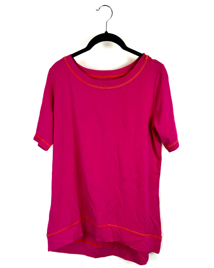 Fuchsia and Orange Stitch High-Low Tee - Size 4/6