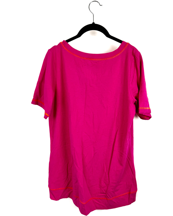 Fuchsia and Orange Stitch High-Low Tee - Size 4/6