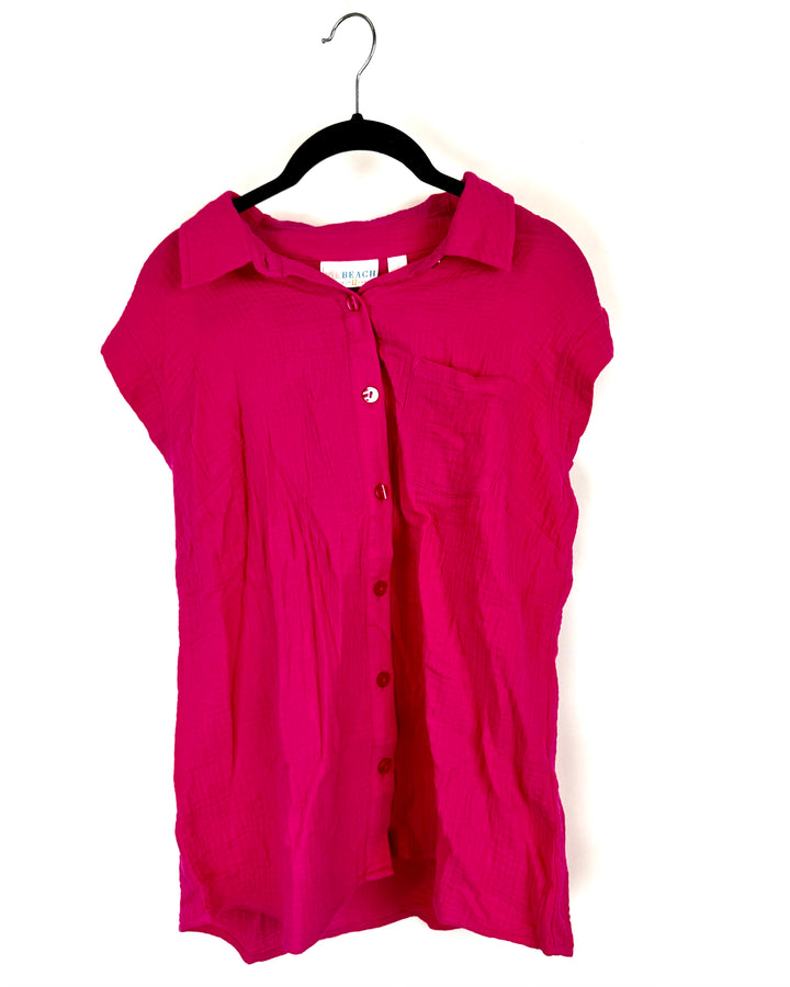 Fuchsia Sleeveless Button-Down Top- Size 6