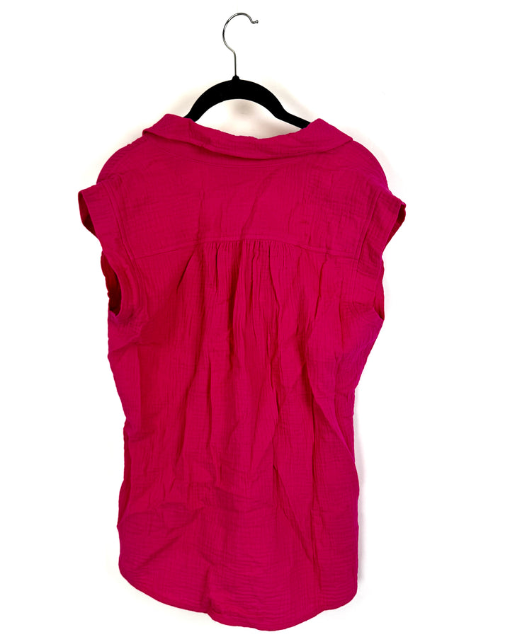 Fuchsia Sleeveless Button-Down Top- Size 6