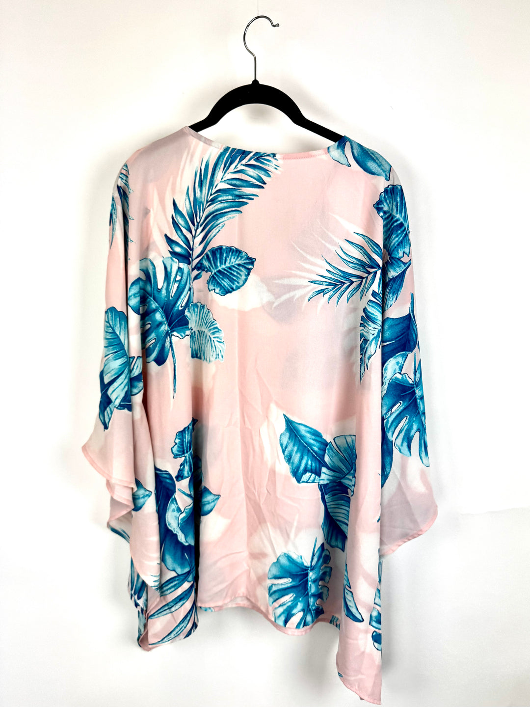 Rose Tropical Leaf Print Sheer Top - Size 14/16