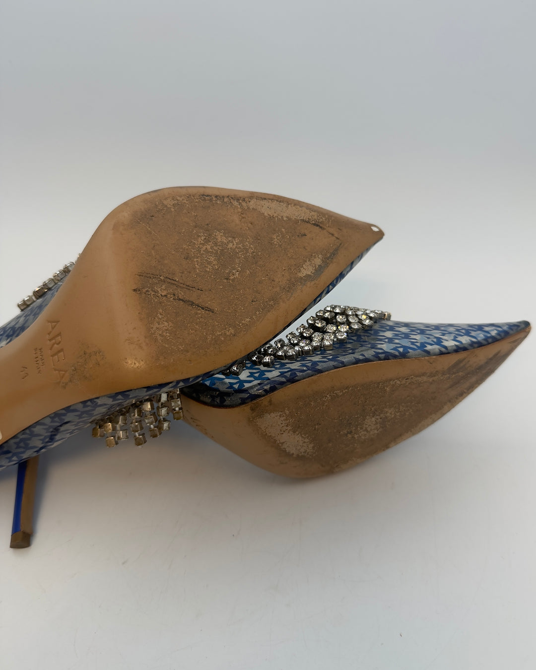 Clear and Blue Rhinestone Fringe Pumps - Size 41