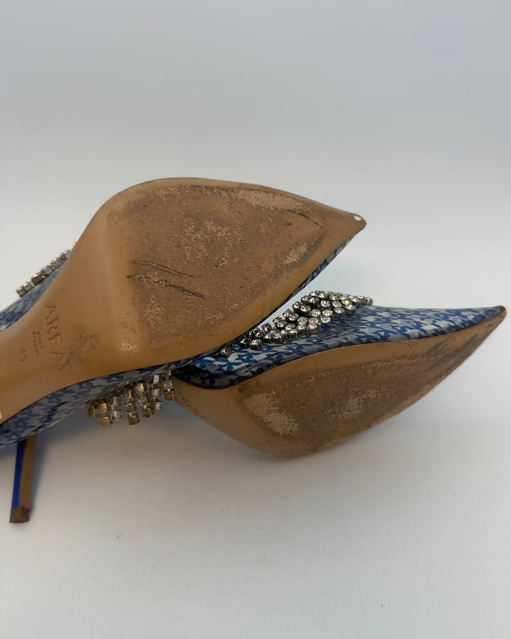 Clear and Blue Rhinestone Fringe Pumps - Size 41