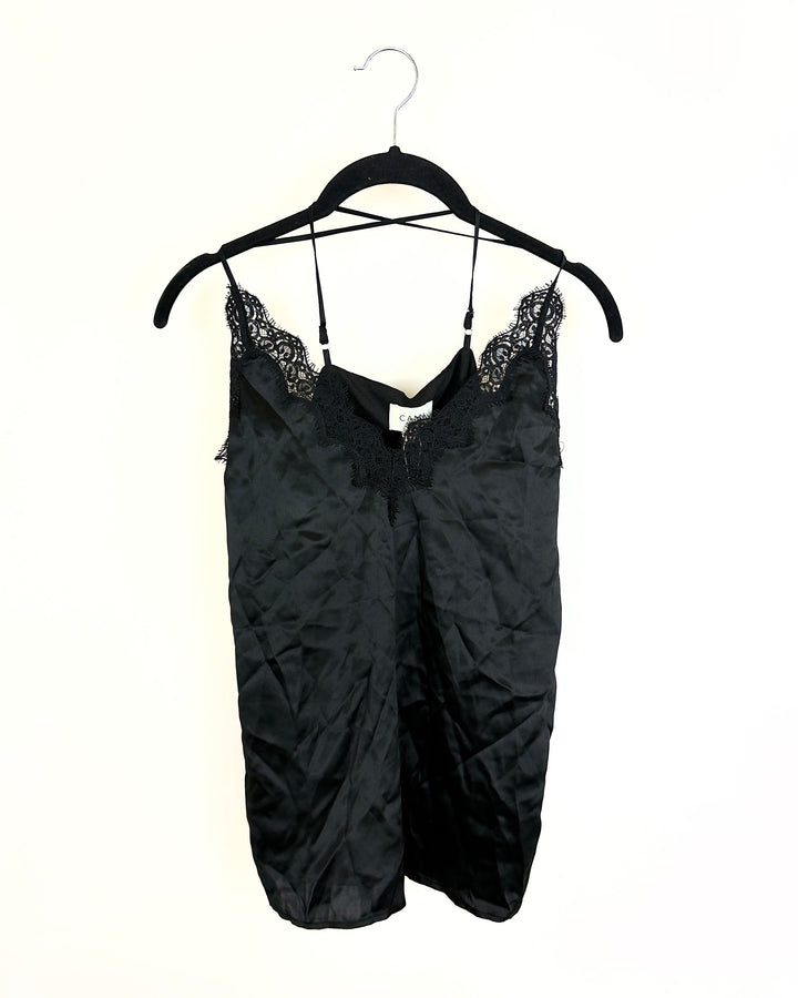 Elegant Black Lace Trim Tank Top - Size 4