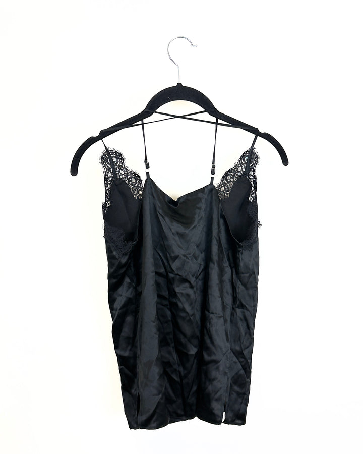 Elegant Black Lace Trim Tank Top - Size 4