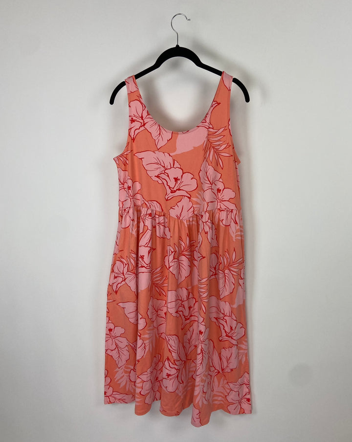 Pink Palm Print Dress - Size 6/8