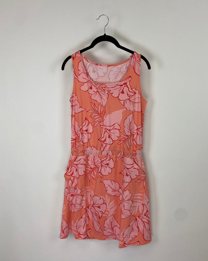 Pink Palm Print Dress With Shorts - Size 6/8