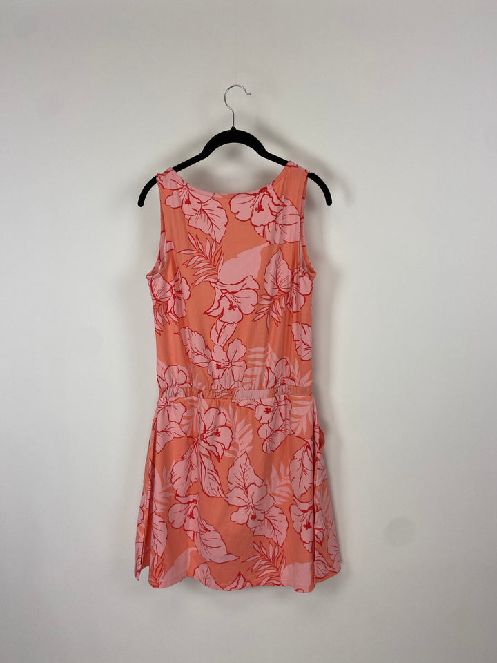 Pink Palm Print Dress With Shorts - Size 6/8