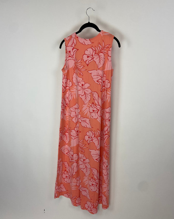 Pink Palm Print Long Dress - Size Size 6/8