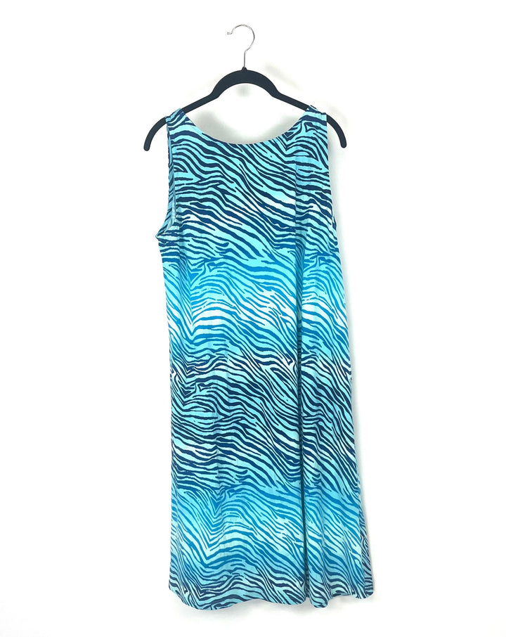 Soft Blue Animal Print Dress - Size 10/12