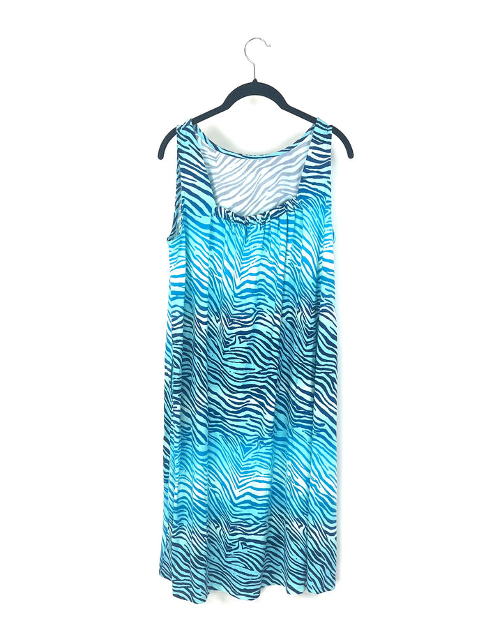Soft Blue Animal Print Dress - Size 10/12