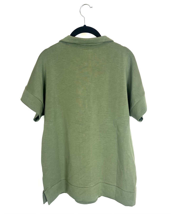 Army Green Athletic Short Sleeve Top - Size 6/8
