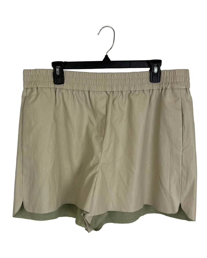 Beige Faux Leather Shorts - Size 8/10