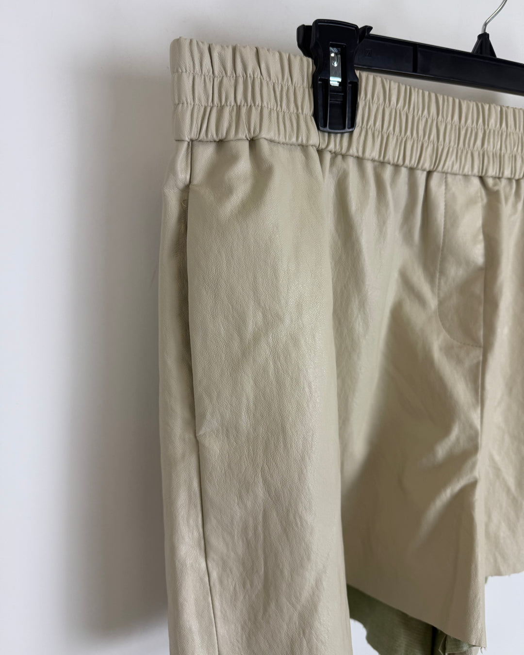 Beige Faux Leather Shorts - Size 8/10