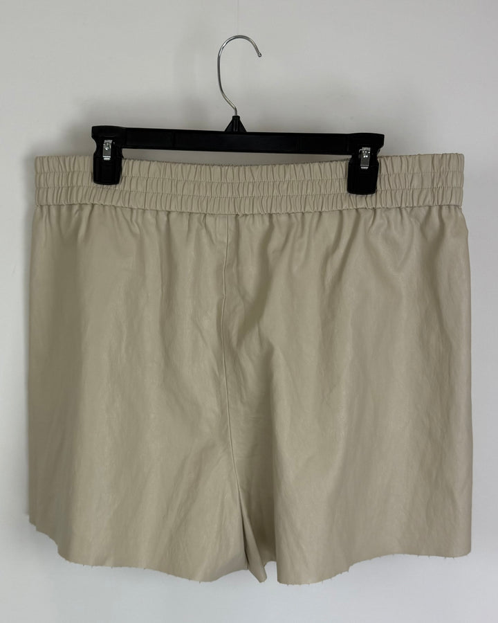 Beige Faux Leather Shorts - Size 8/10