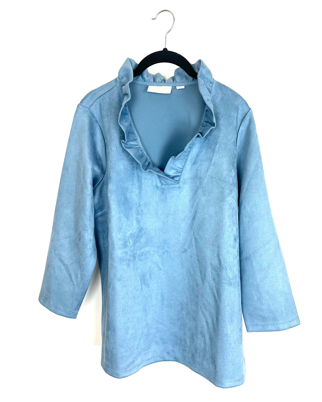 Dusty Blue Faux Suede Top  - Size 6/8