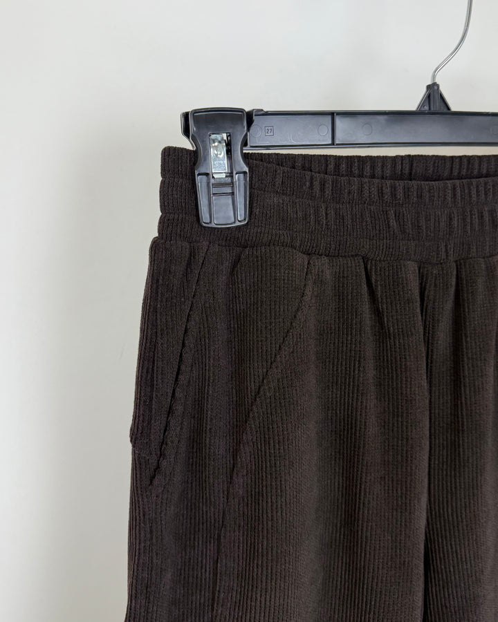 Dark Brown Knitted Wide Leg Pants - Size 0/2