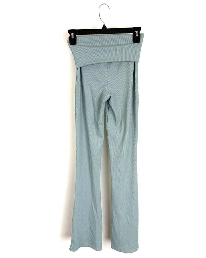 Blue Foldover Ribbed Flared Leggings - Size 6/8