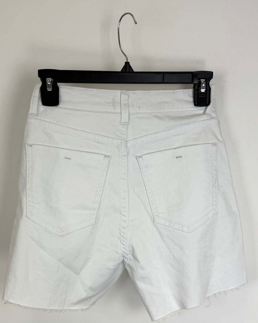 White High Waist Distressed Shorts - Size 0/2