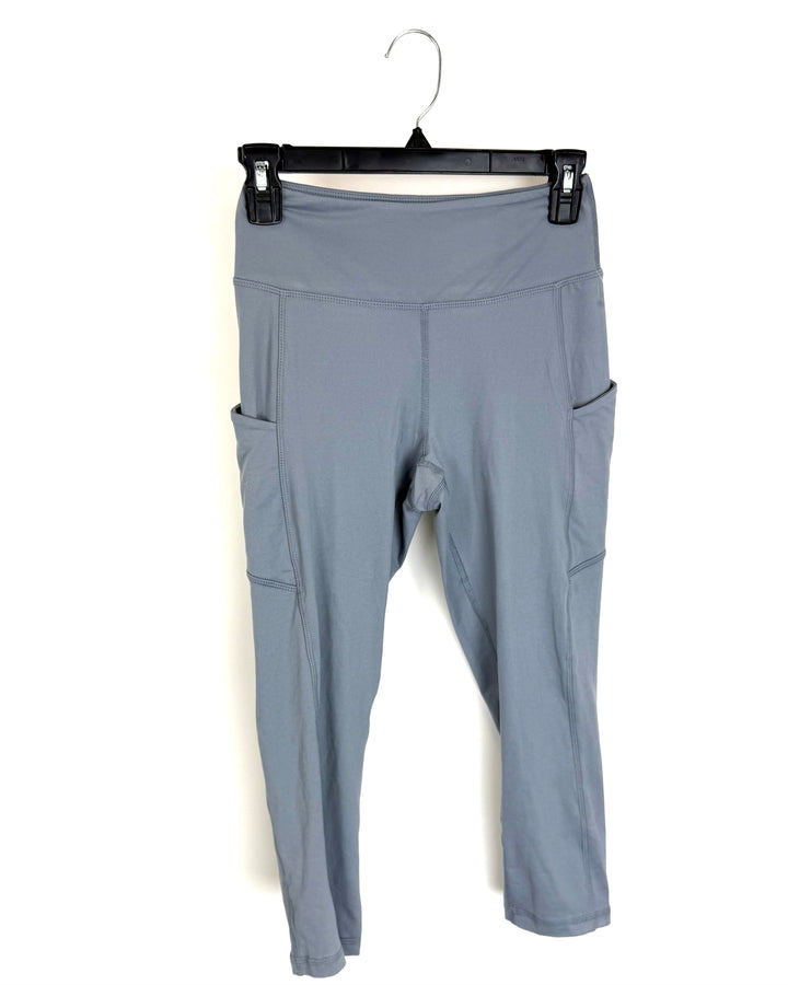 Blue Grey Pocket Capri Leggings - Size 2/4