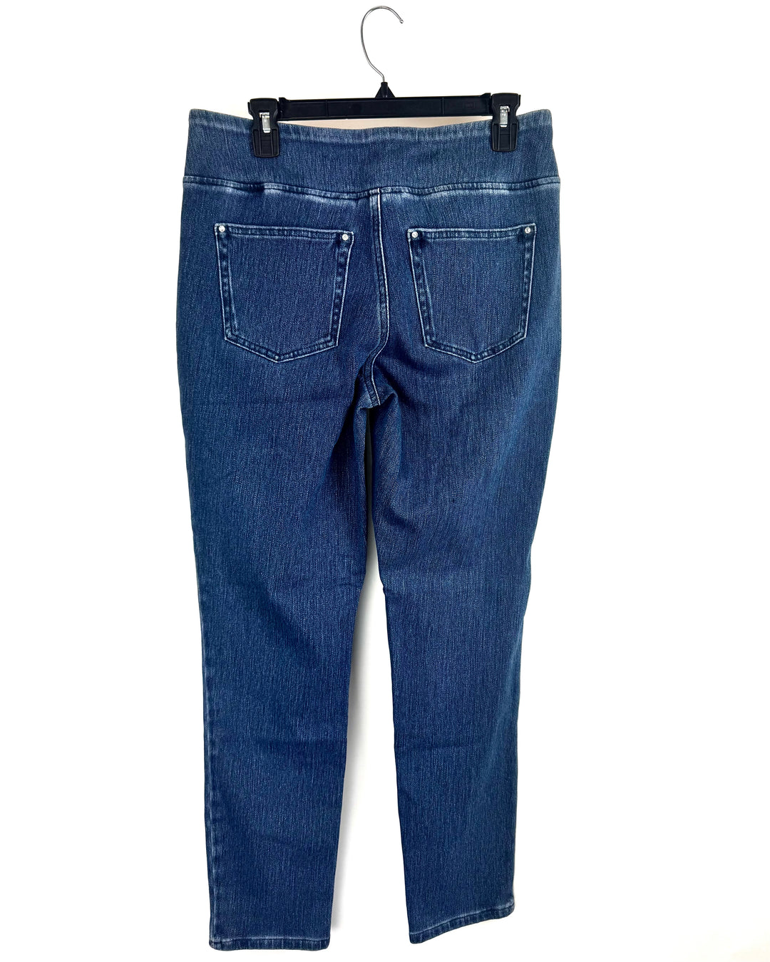 Mid-Rise Indigo Denim Pull-On Skinny Jeans- Size 12