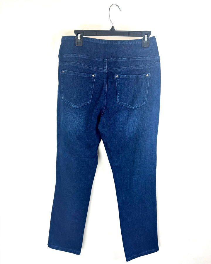 Indigo Jeans with Black Sequin Side Stripe- Size 12