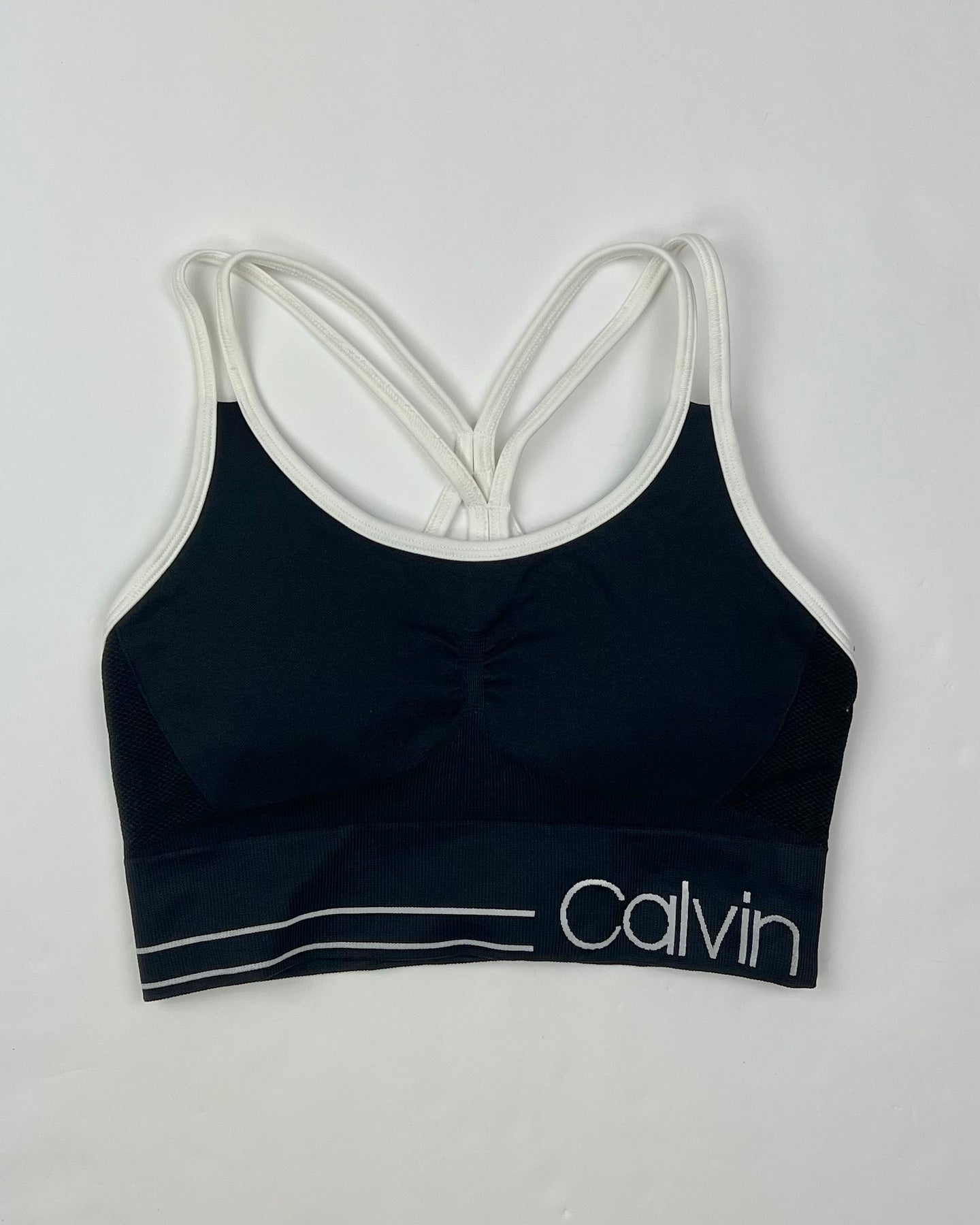 Calvin Klein Black and White Trim Sports Bra - Small – The Fashion  Foundation