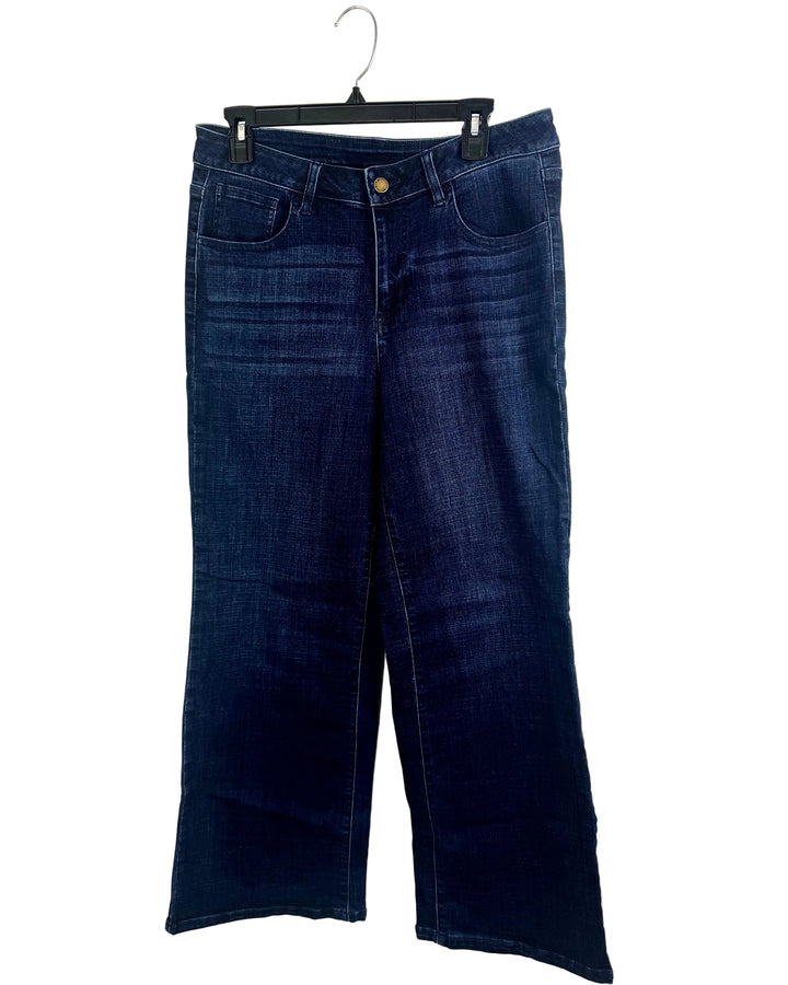 Aegean Blue Denim Wide-Leg Slit Jeans- Size 12