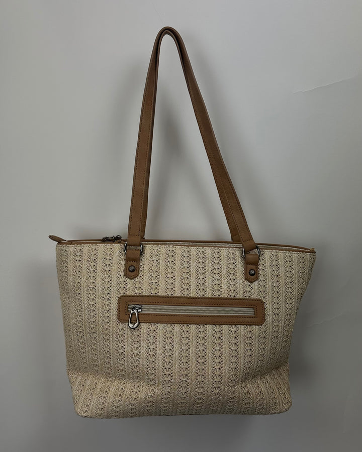 Cream Woven Tote Handbag