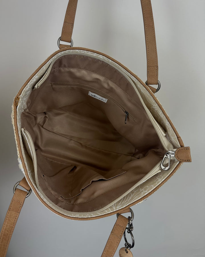 Cream Woven Tote Handbag