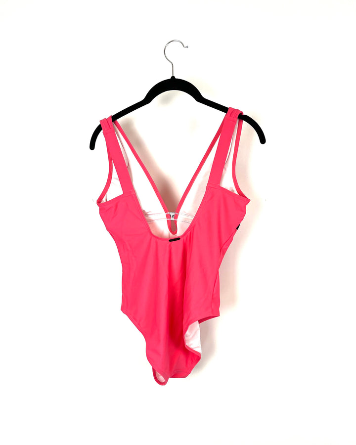 Pink and Black One Piece Swimsuit - Small