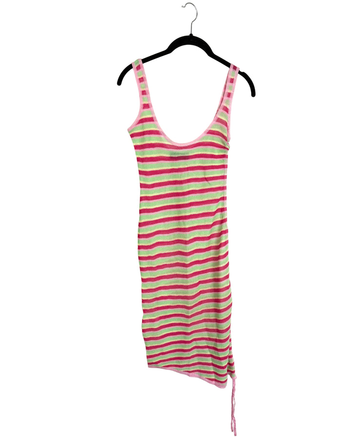 White Fox Pink Multicolor Stripe Coverup Dress - Small
