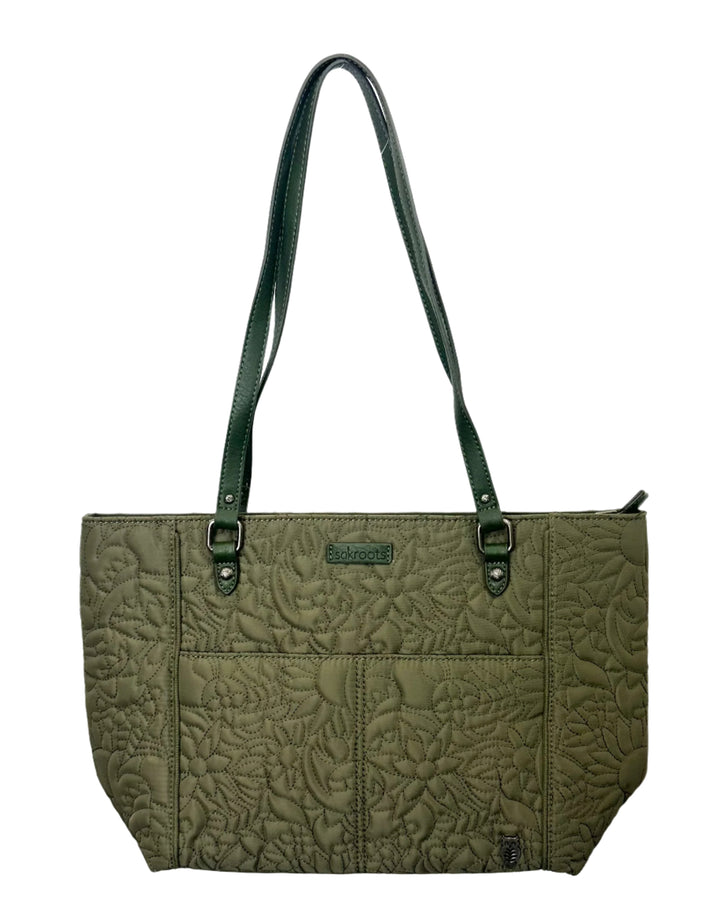 Green Floral Tote Bag