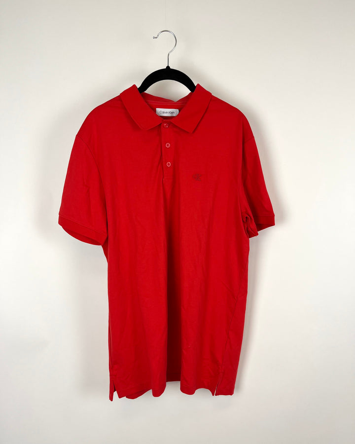 MENS Red Polo T-Shirt - Medium