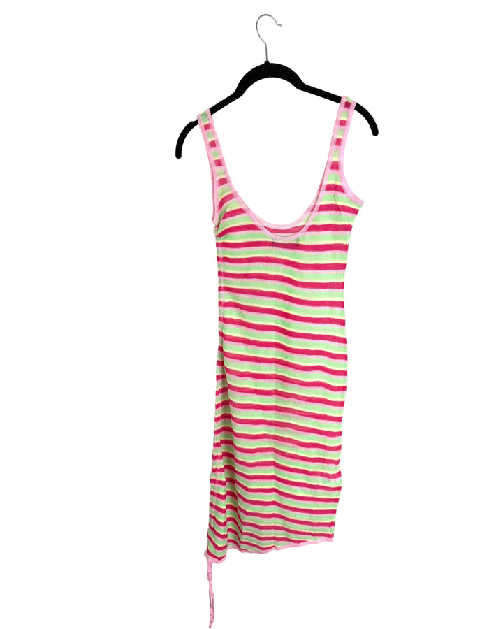White Fox Pink Multicolor Stripe Coverup Dress - Small