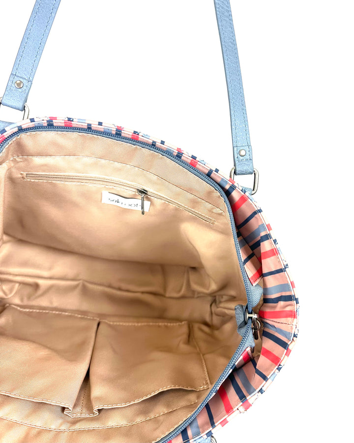Tan And Multicolor Quilted Tote Bag