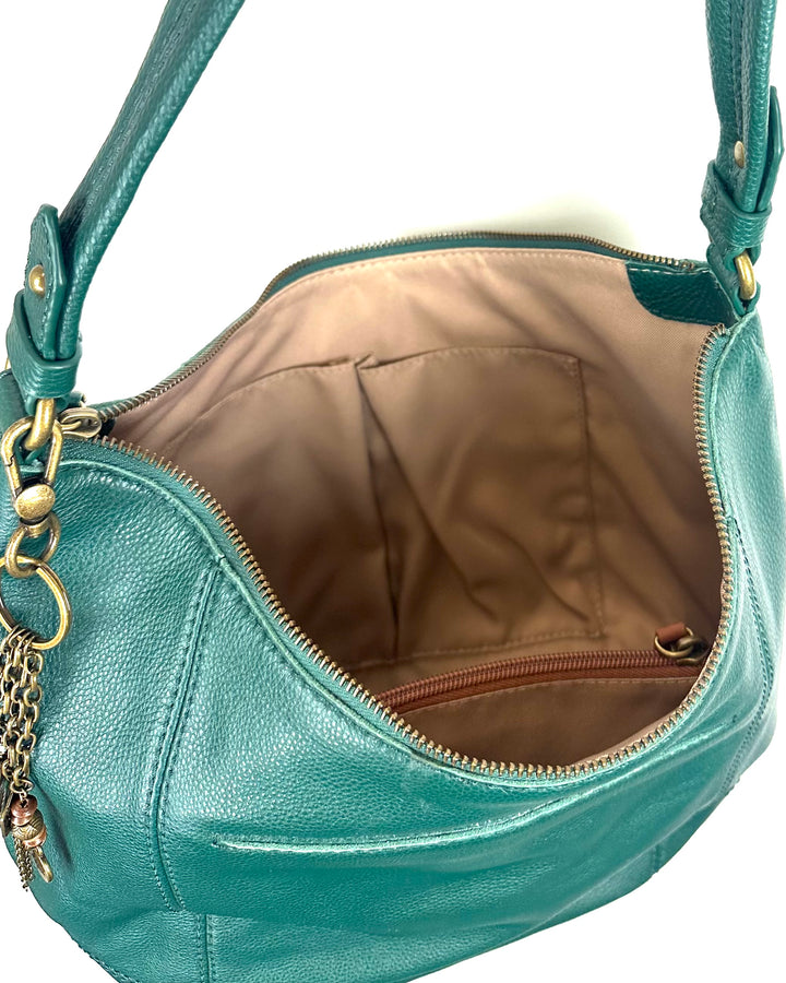 Emerald Green Leather Shoulder Bag
