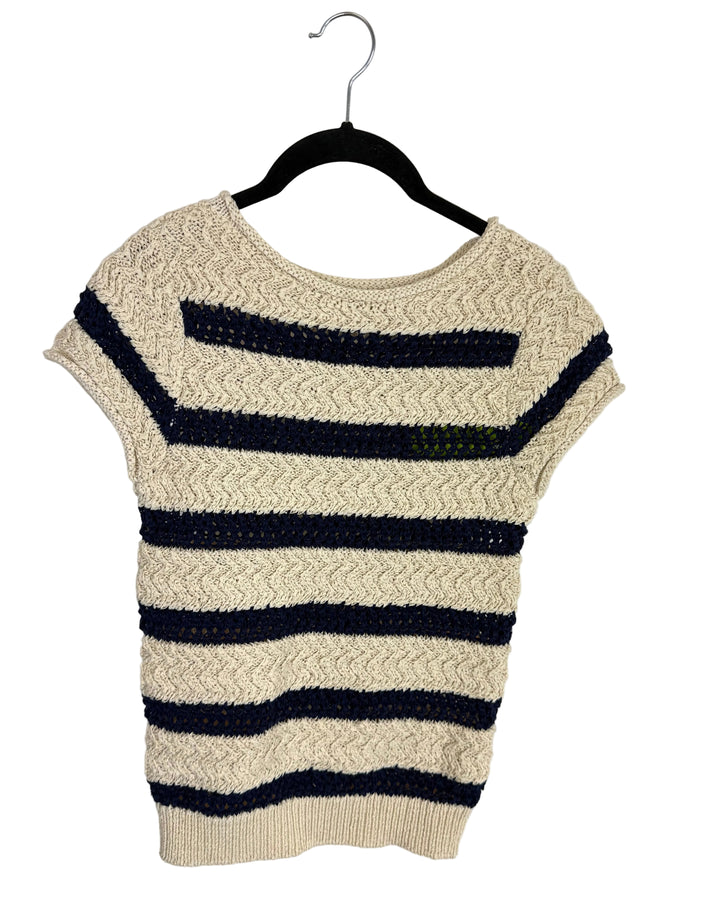 Cream and Navy Striped Knit Top - Size 2/4
