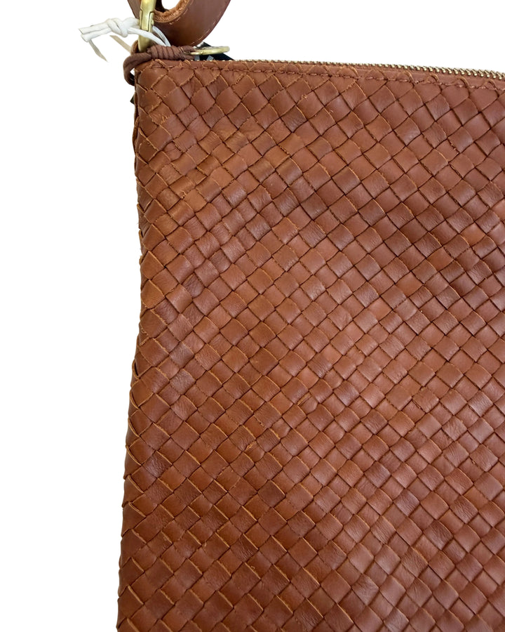 Brown Basket Weave Crossbody Bag
