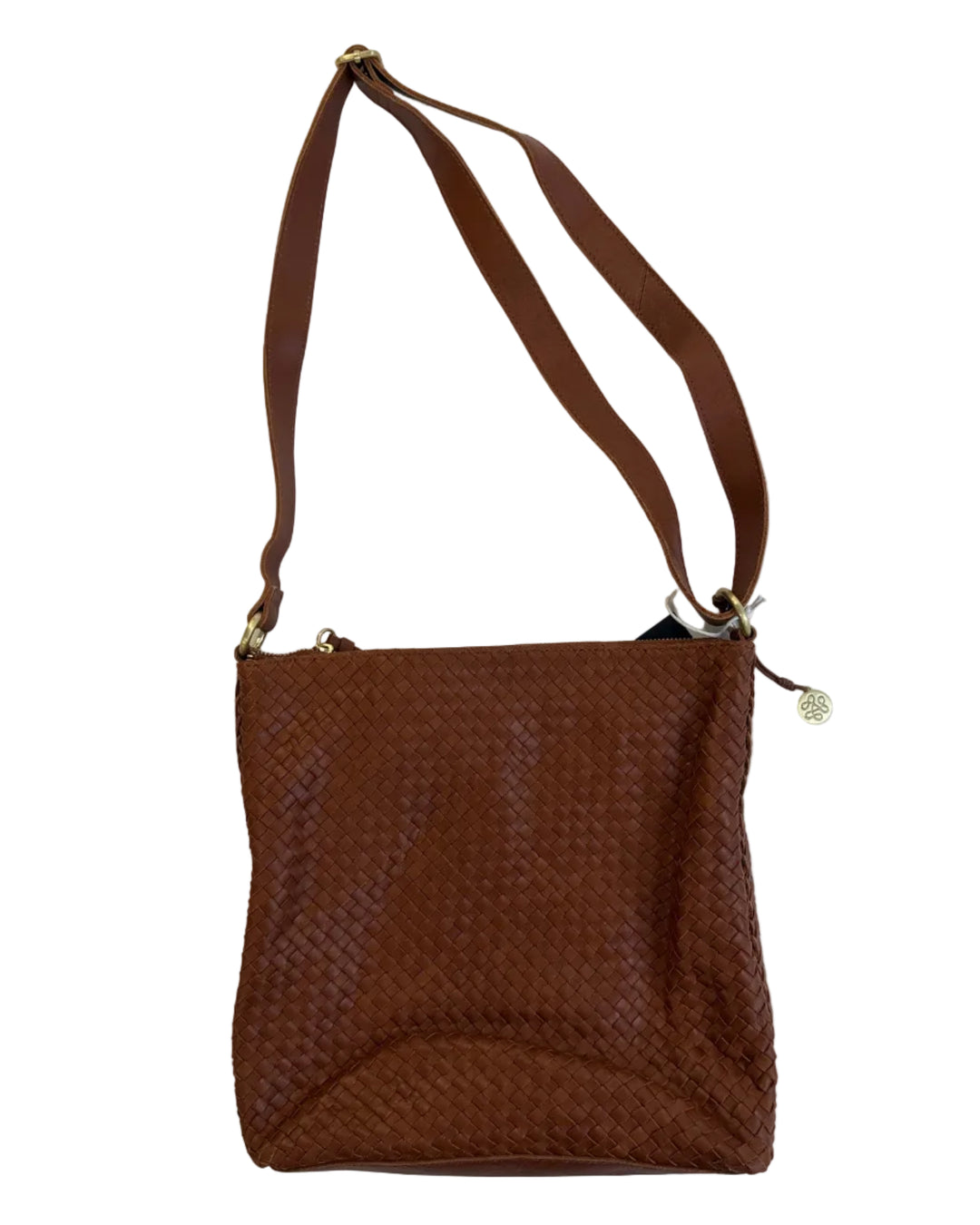 Brown Basket Weave Crossbody Bag