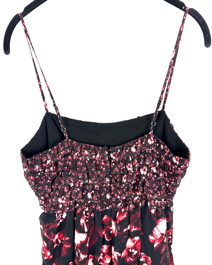 Black Floral Ruffle Dress - Size 4/6