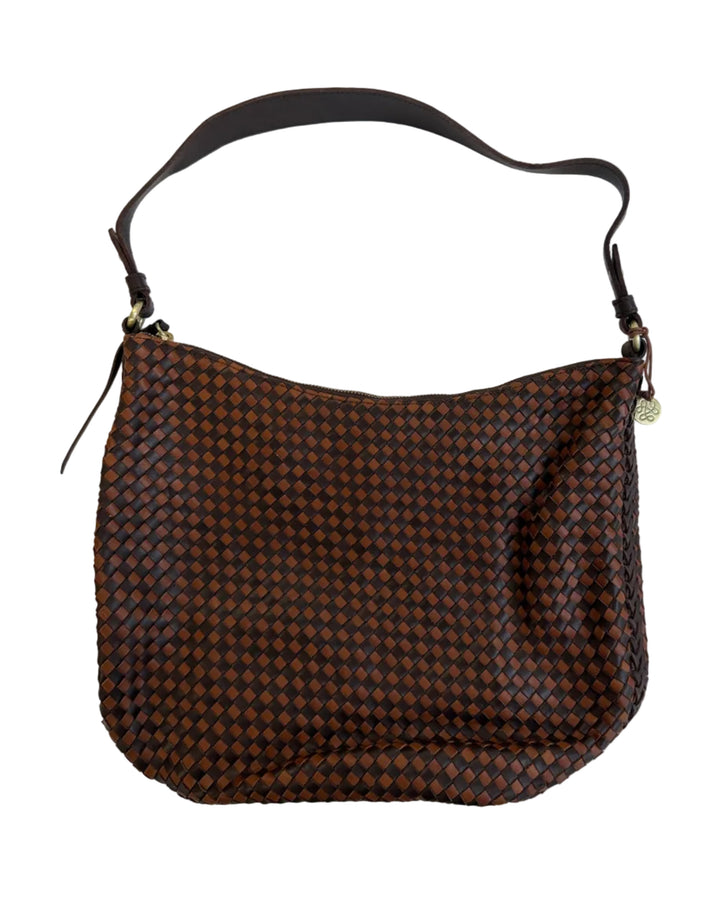 Brown & Black Basket Weave Shoulder Bag