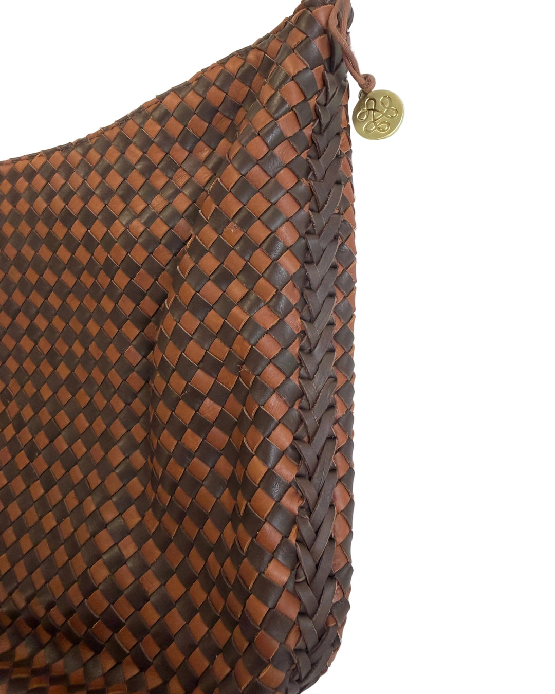 Brown & Black Basket Weave Shoulder Bag