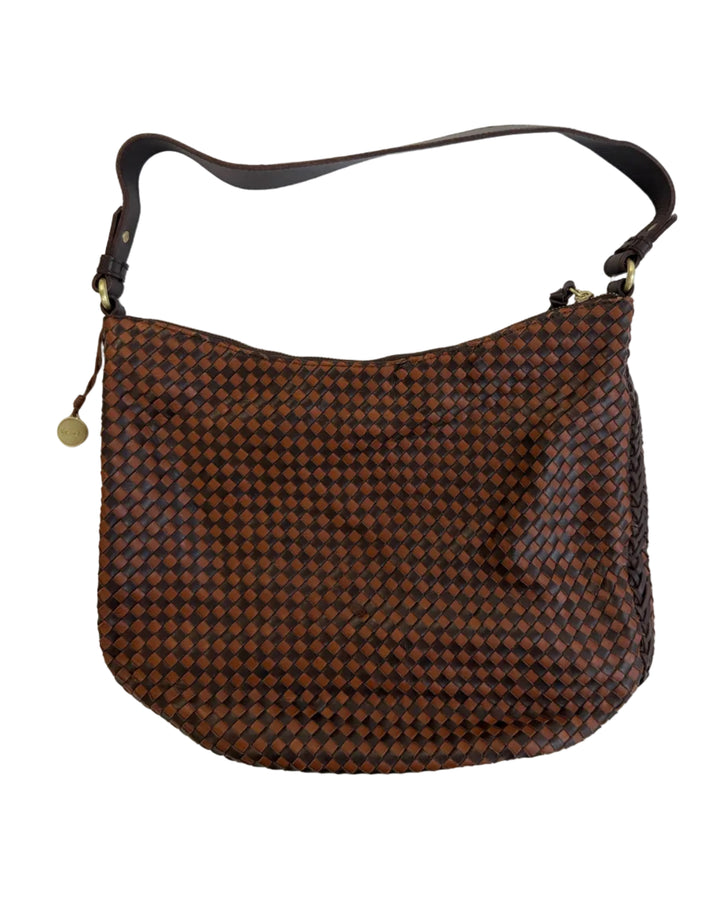 Brown & Black Basket Weave Shoulder Bag